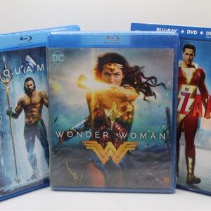 Wonder Woman, Shazam, Aqua Man Blu-ray Discs bundle